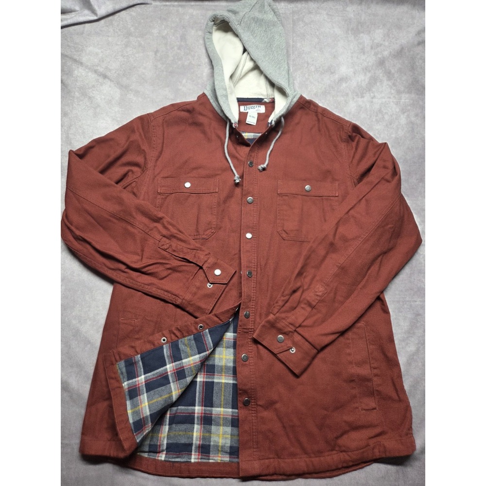 Duluth Trading Jacket Men XL Tall Fire Hose Hooded Lumber Jack Flannel Lined